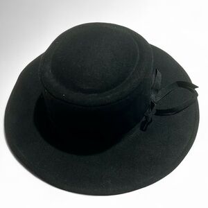Cato Hat in Black with Black Ribbon, Medium Brim, Fits 22 inch Head, Boho, Goth